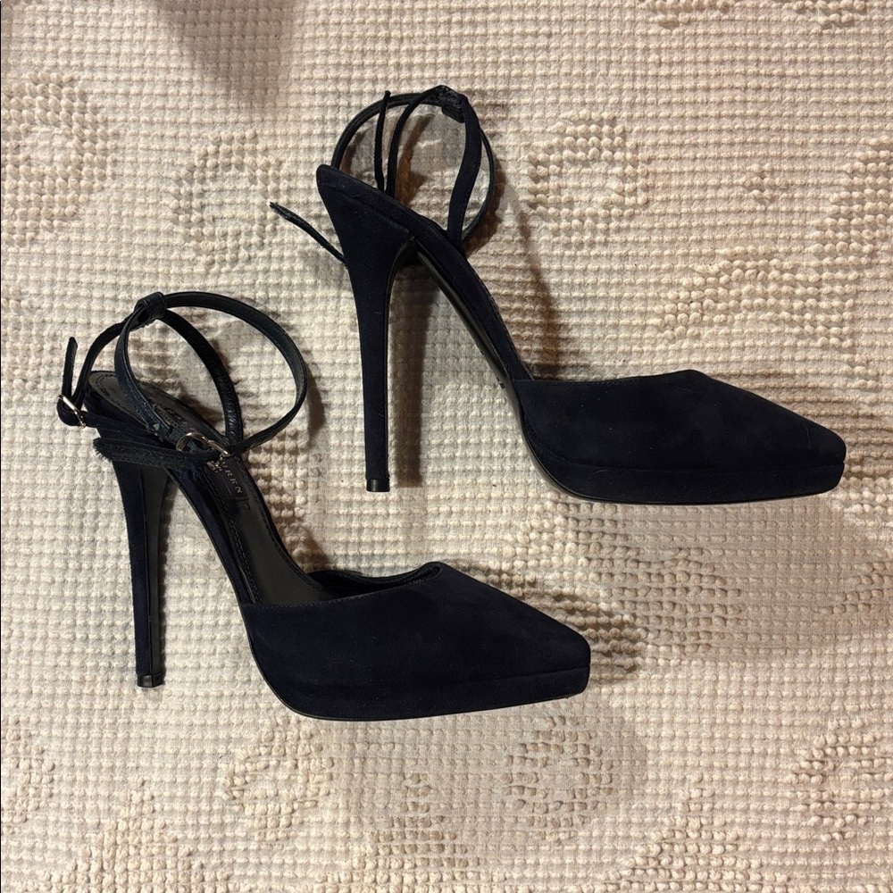 RALPH LAUREN Cecile Navy Kidsuede Heel - 7
